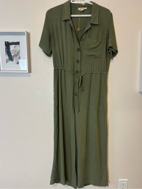 Fashion On Earth Olive Green Jumpsuit | Tie Waist | Wide Leg | Lined